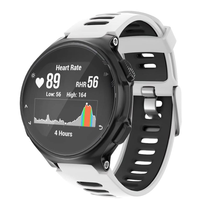 ISABAKE Watch Band for Garmin Forerunner 735XT/230/220/235/620/630,Compatible with Garmin Approach S20/S5/S6,Soft Silicone Replacement Wristbands with Metal Buckle,One Size (White) - Image 2